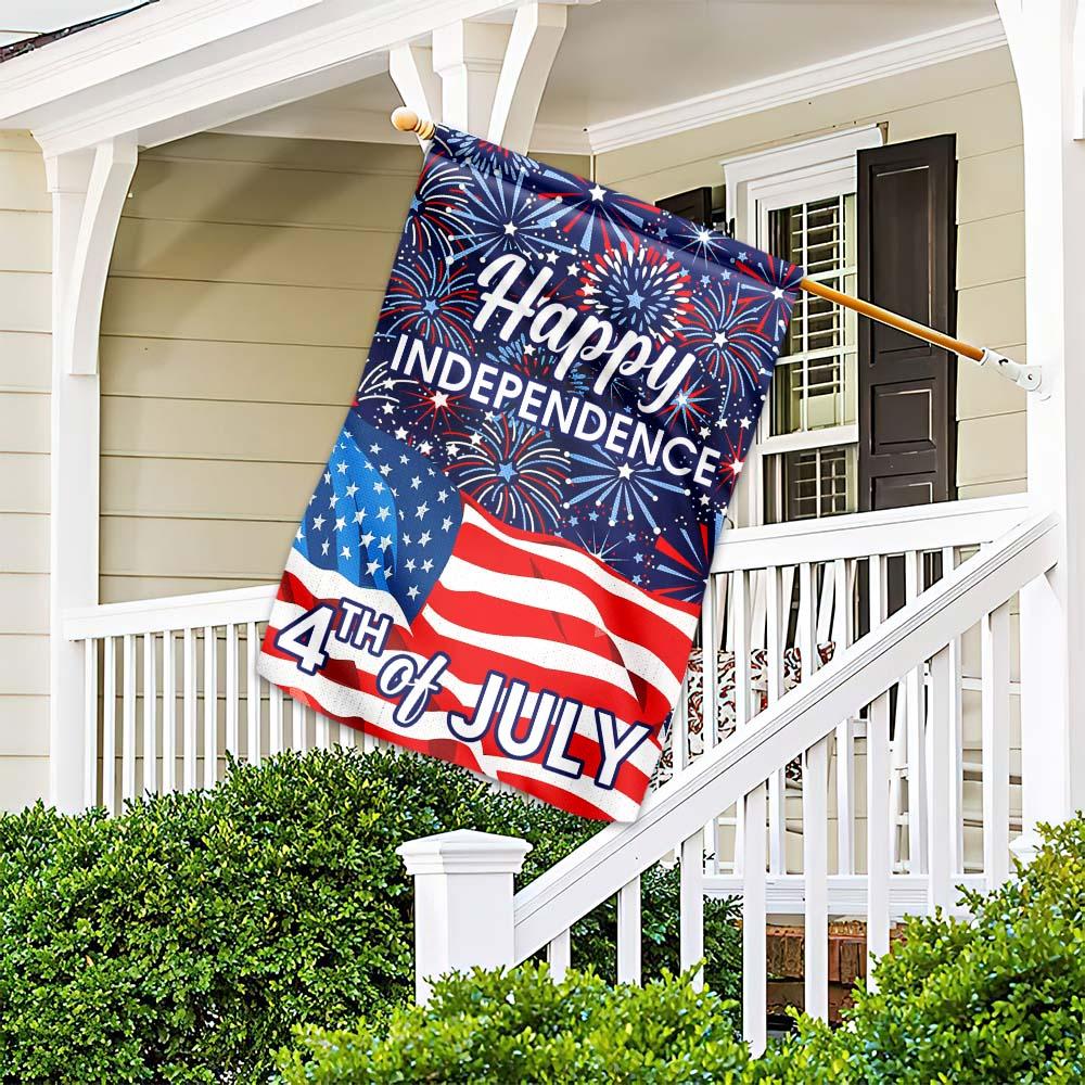 4th Of July Flags Happy Independence Day Fireworks Garden Flag Fourth Of July House Flag