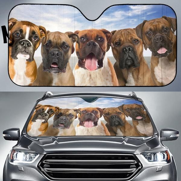 Gifury Dog Car Sun Shade Five Boxers 3D Windshield Sun Shade Dog Windshield Sun Shade 2022