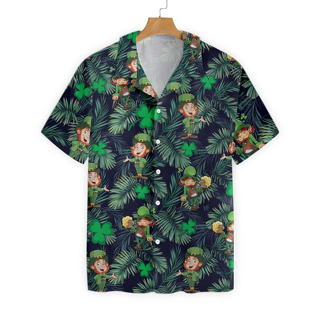 Gifury St Patrick's Day Hawaii Shirt Irish Leprechauns Palm Tree Leaf Aloha Shirt St Patrick's Day Hawaiian Shirt 2022