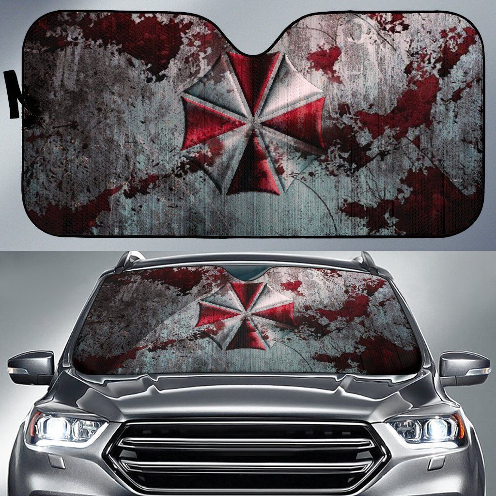 Resident Evil Windshield Sun Shade Umbrella Signal Red White Car Sun Shade