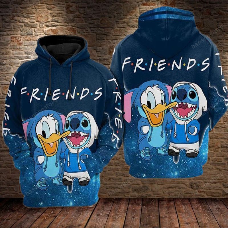 DN Hoodie Friends Stitch And Donald Galaxy Blue Hoodie