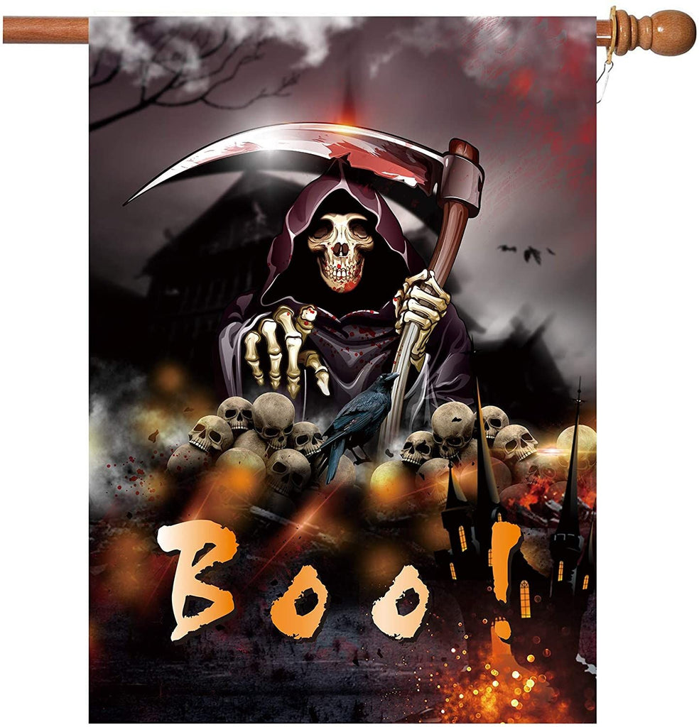 Gifury Halloween Flag Halloween Scary Grim Reaper Boo Flag Halloween House Flag 2022