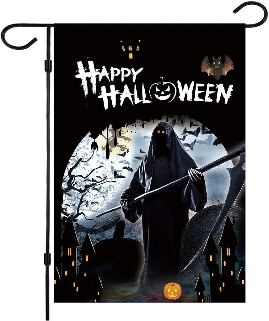 Gifury Halloween Flag Grim Reaper Happy Halloween Black Flag Halloween Garden Flag 2022