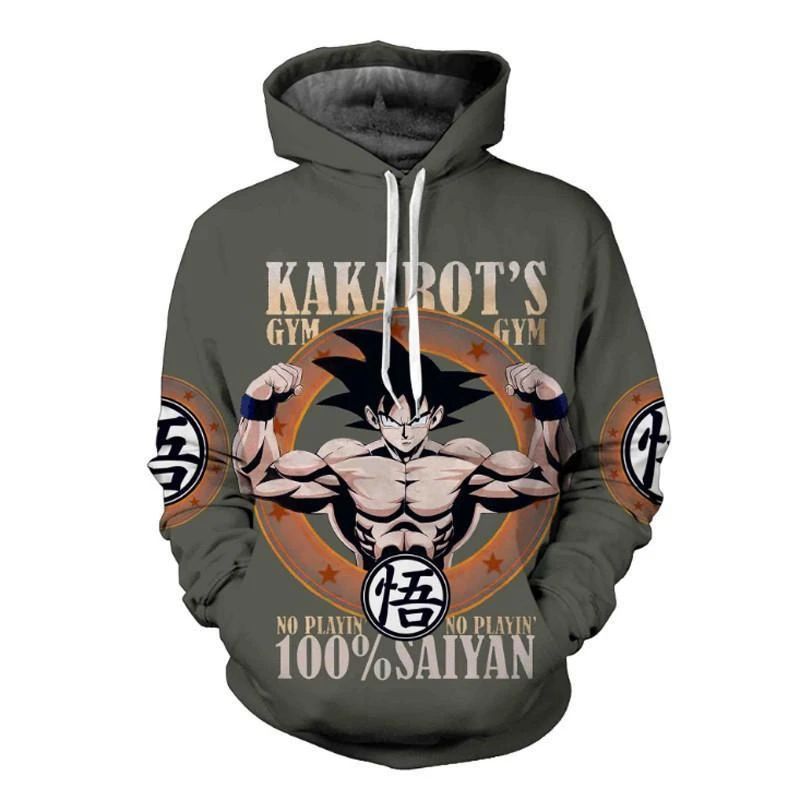  Dragon Ball Hoodie Goku Hoodie Kakarot's Gym 100 Percent Saiyan Goku Grey Hoodie Goku Hoodie  