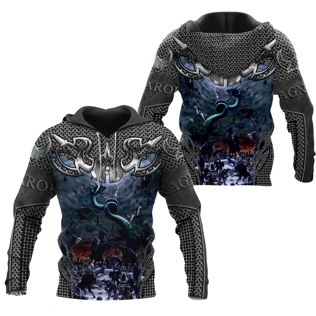  Viking Shirt Viking Ragnarok Fighting Dragon Silver Grey Shirt Viking Hoodie Adult Full Print