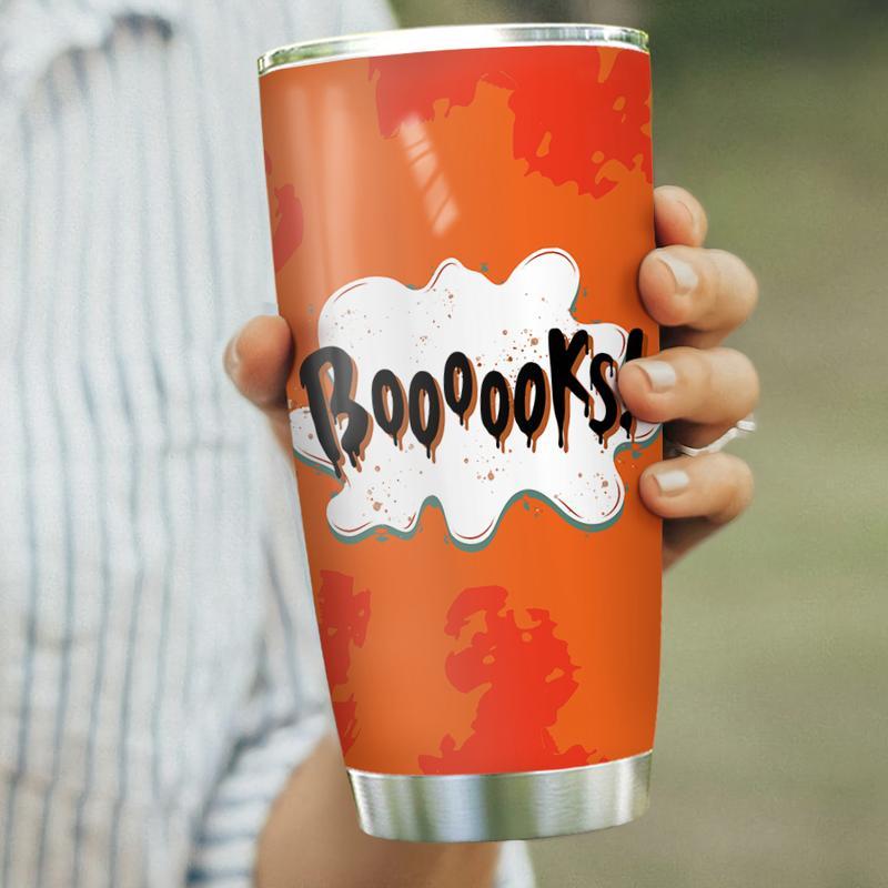 Gifury Halloween Tumbler 20 Oz Ghost Booooks Funny Orange Tumbler Cup 20 Oz Book Tumbler Halloween Travel Mug 2024