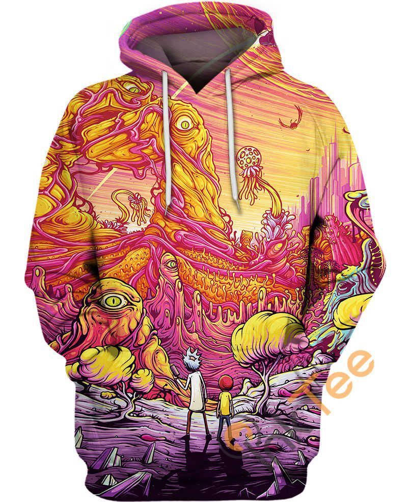  Rick And Morty Hoodie Rick And Morty Strange Planet Pink Yellow Hoodie Apparel   