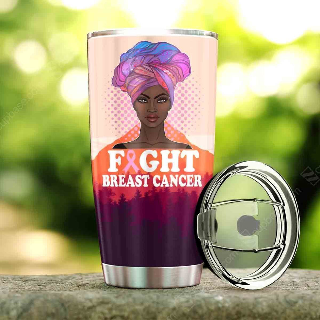 Gifury Breast Cancer Tumbler Cup 20 Oz Black Women Fight Breast Cancer Pink Tumbler 20 Oz Travel Mug 2022