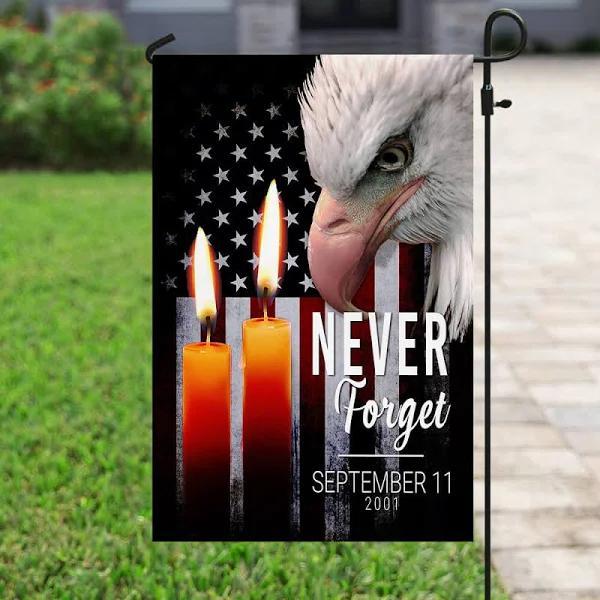 Gifury Patriot Day House Flag September 11th Flag Sorrow Eagle Candles Never Forget September 11 2001 Black Garden Flag Patriot Day Flags 2022