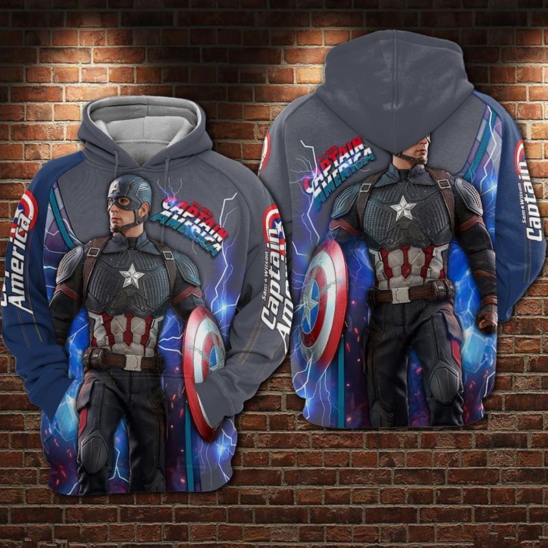 MV Hoodie Captain America Hoodie Avengers Captain America Thunder Blue Hoodie