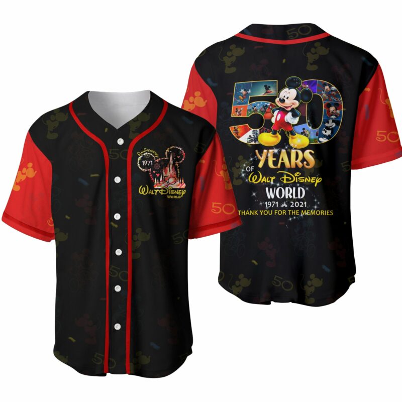 Mickey Jersey Mickey Mouse 50 Years Of Walt Disney World Thank You For The Memories Jersey Shirt Mickey Baseball Jersey Disney Baseball Jersey