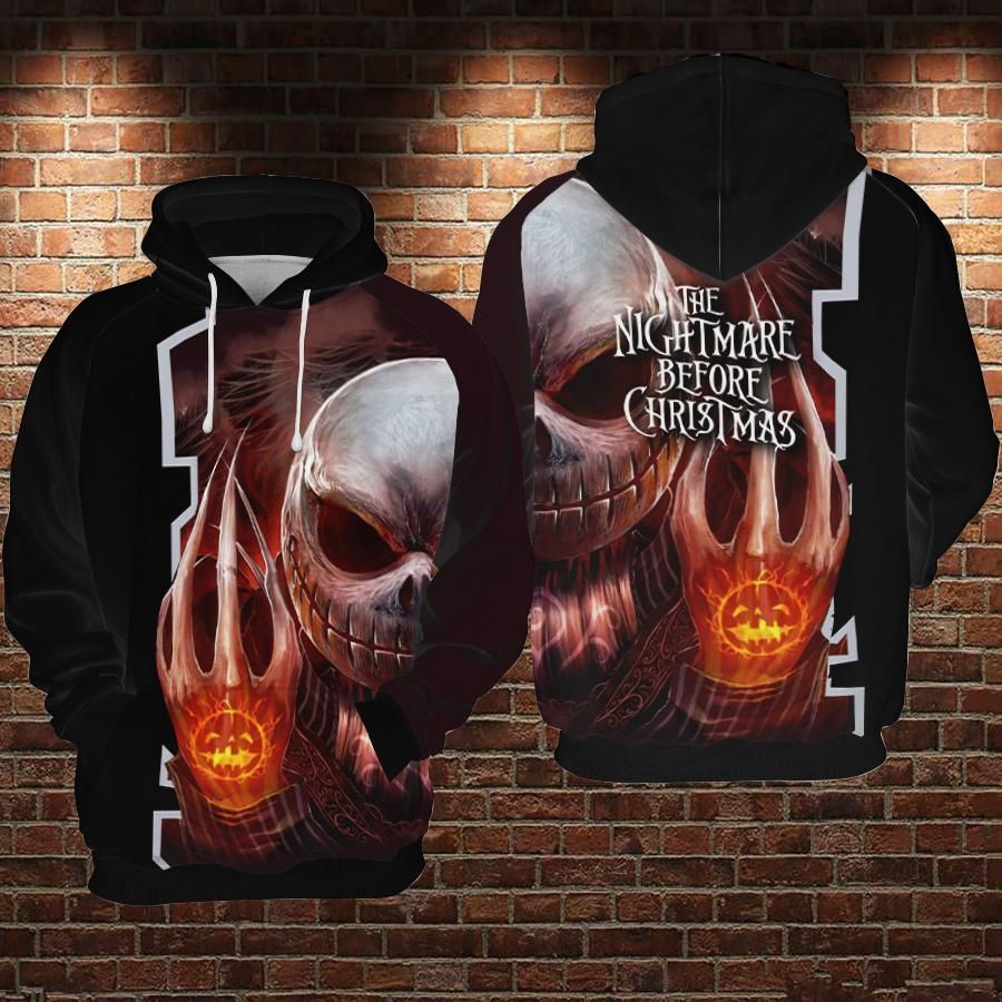  TNBC Hoodie Scary Jack Skellington Black 3d Hoodie 