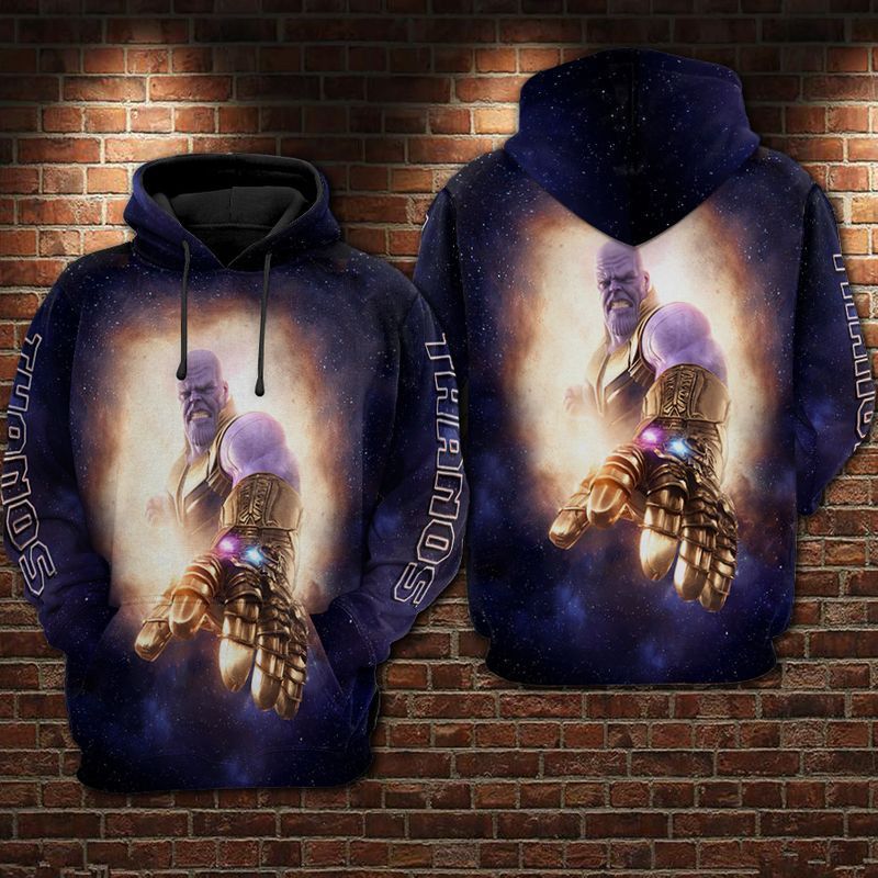 MV Hoodie Thanos With The Infinity Gauntlet Galaxy Blue Hoodie