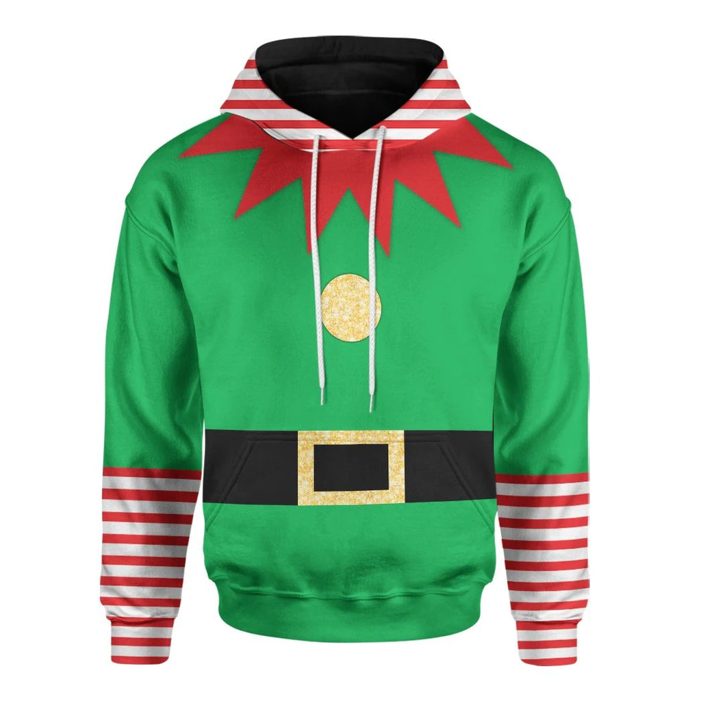 Gifury Christmas Elf Hoodie Elf Apparel Elf Suit With Red White Striped Hoodie 2023