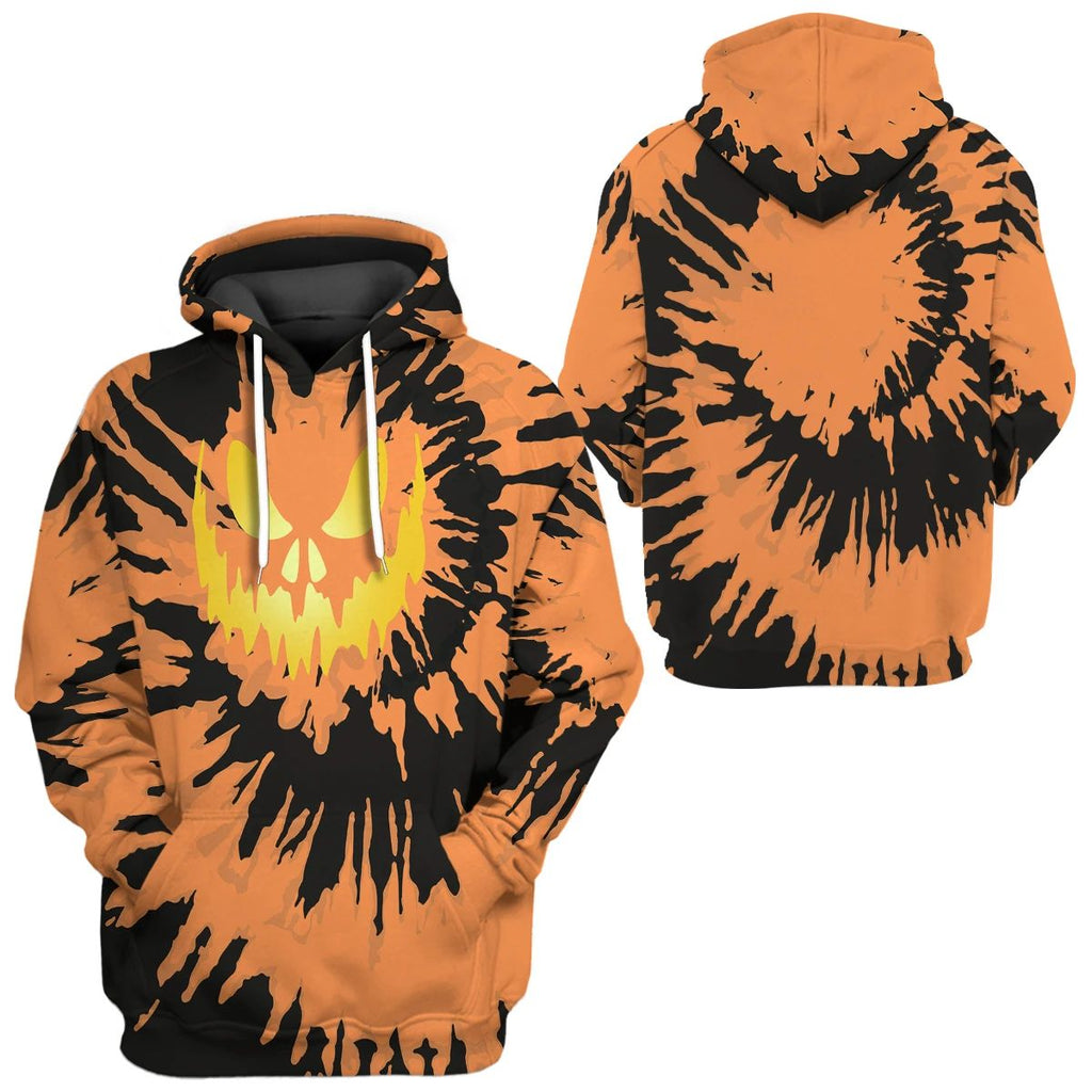 Gifury Halloween Hoodie Halloween Apparel Halloween Pumpkin Eye Tie Dye Orange Black Hoodie Halloween Clothing 2022