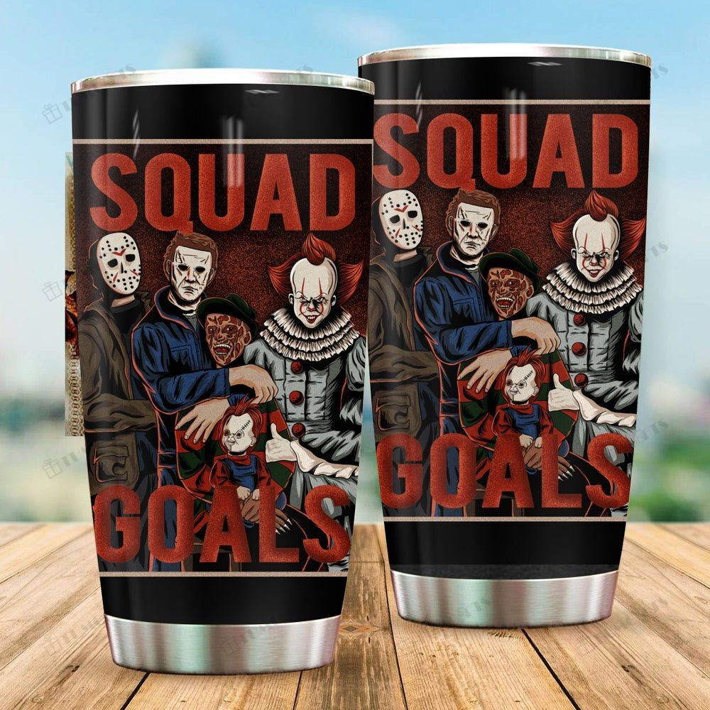 Halloween Tumbler 20 Oz Horror Killer Squad Goals Black Tumbler Cup 20 Oz