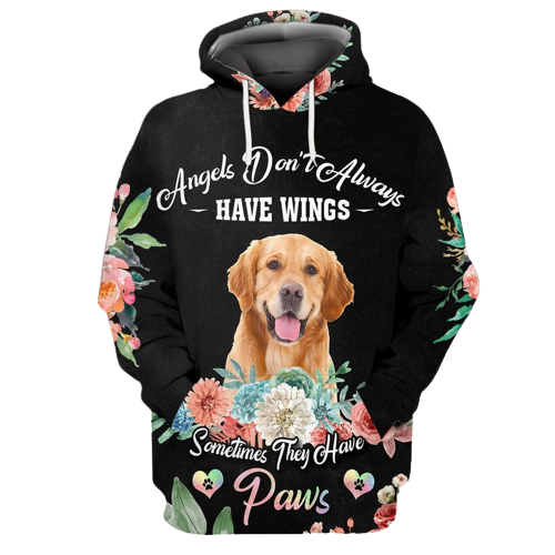 Gifury Dog Golden Retriever Hoodie Angels Don't Always Have Wings Sometimes They Have Paws Black Hoodie Dog Hoodie Dog Apparel 2023