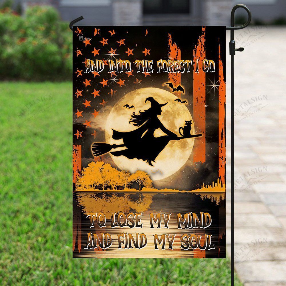 Gifury Halloween Flags And Into The Forest I Go To Lose My Mind To Find My Soul Flag Halloween Garden Flag 2022