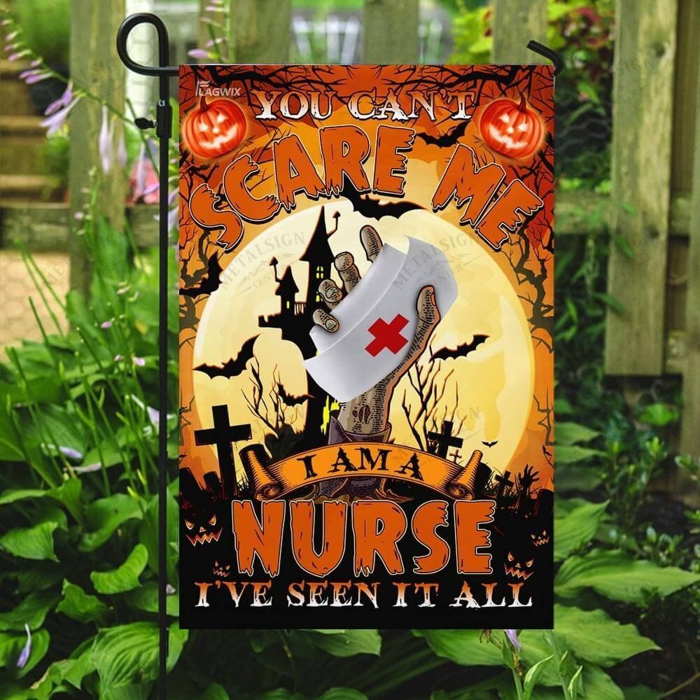 Gifury Halloween Flag You Can't Scare Me I Am A Nurse I've Seen It All Zombie Nurse Flag Halloween Garden Flag 2023