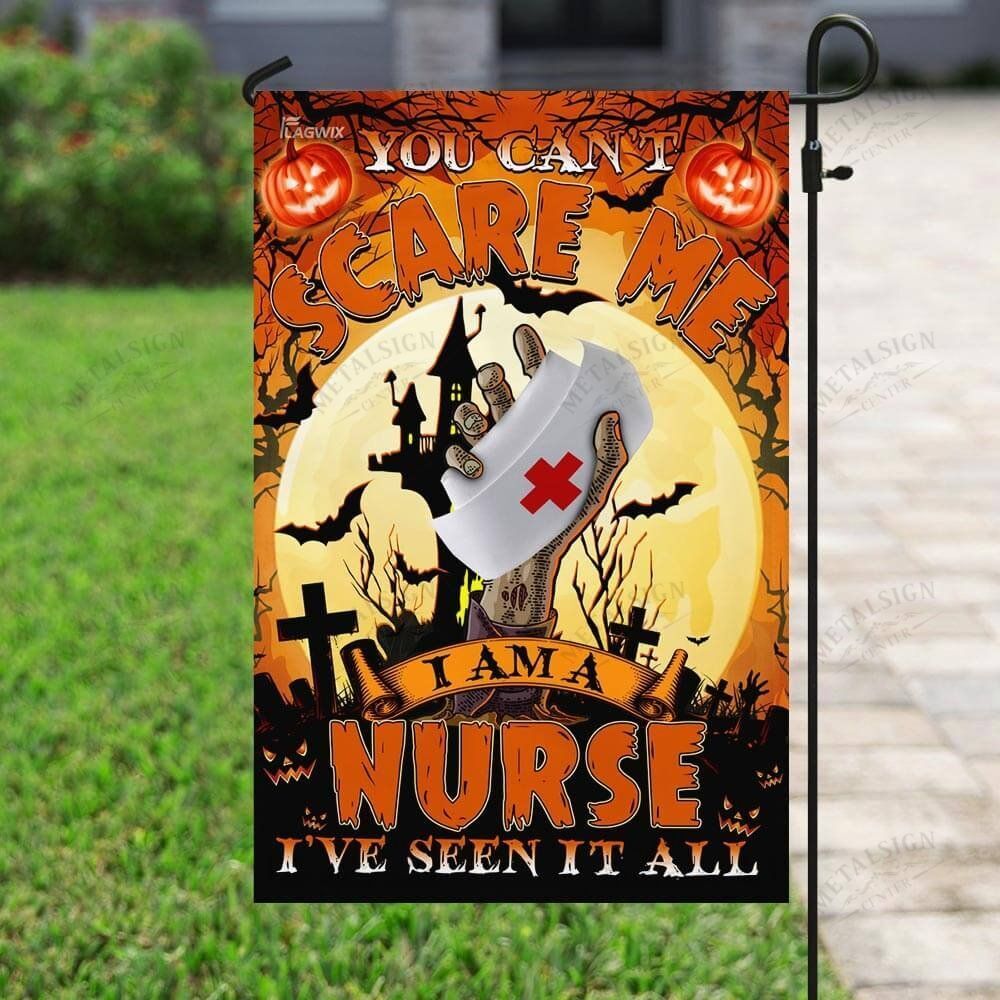 Gifury Halloween Flag You Can't Scare Me I Am A Nurse I've Seen It All Zombie Nurse Flag Halloween Garden Flag 2022