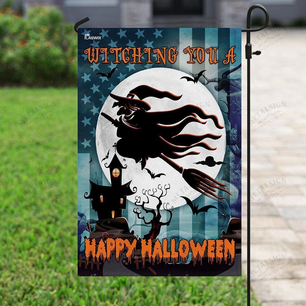 Gifury Halloween Flag Witching You A Happy Halloween Witch Blue Flags Garden Flag 2022