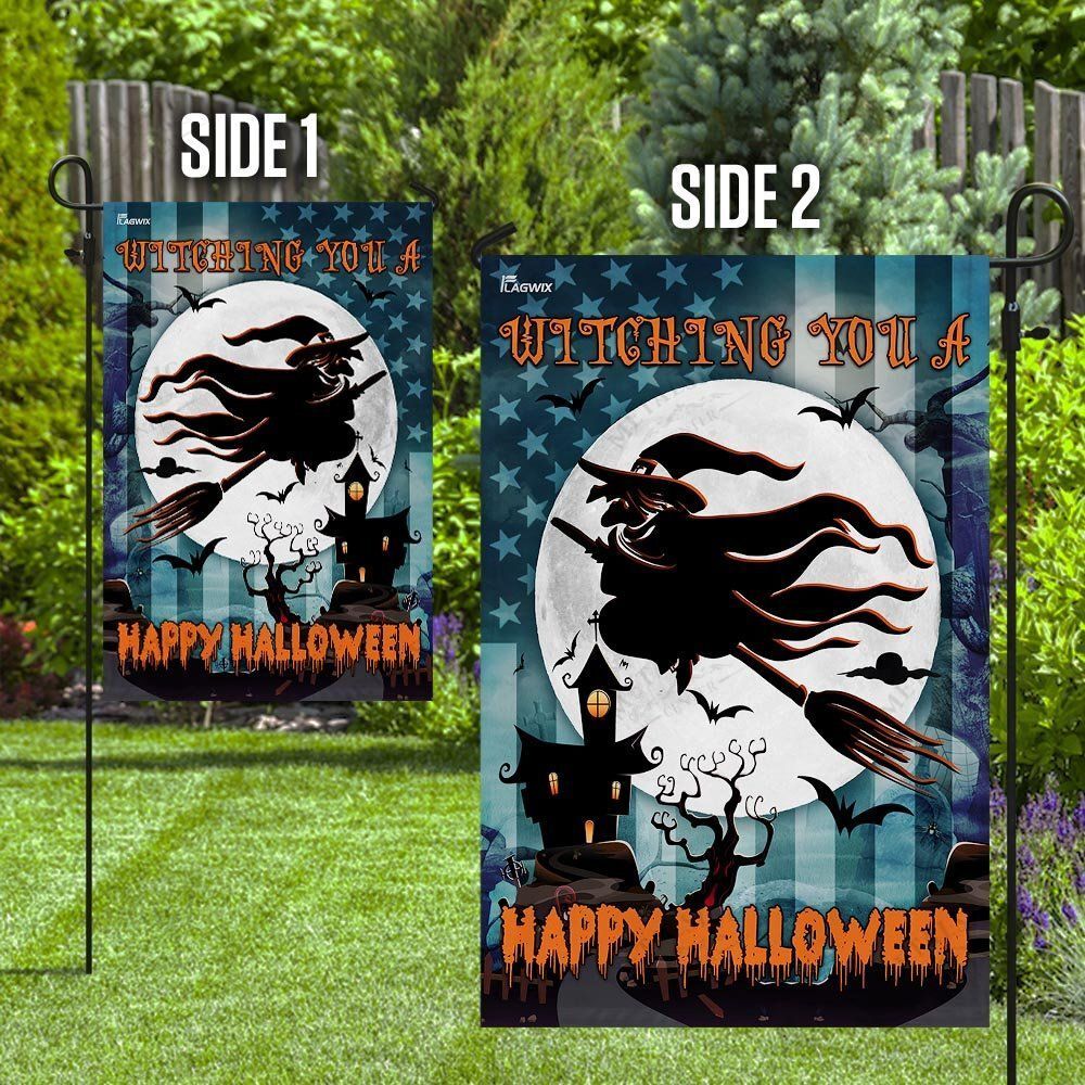 Gifury Halloween Flag Witching You A Happy Halloween Witch Blue Flags Garden Flag 2024