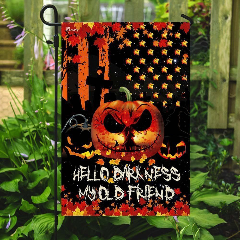 Gifury Halloween Flags Hello Darkness My Old Friend Halloween Pumpkin Black Orange Flag Halloween Garden Flag 2023