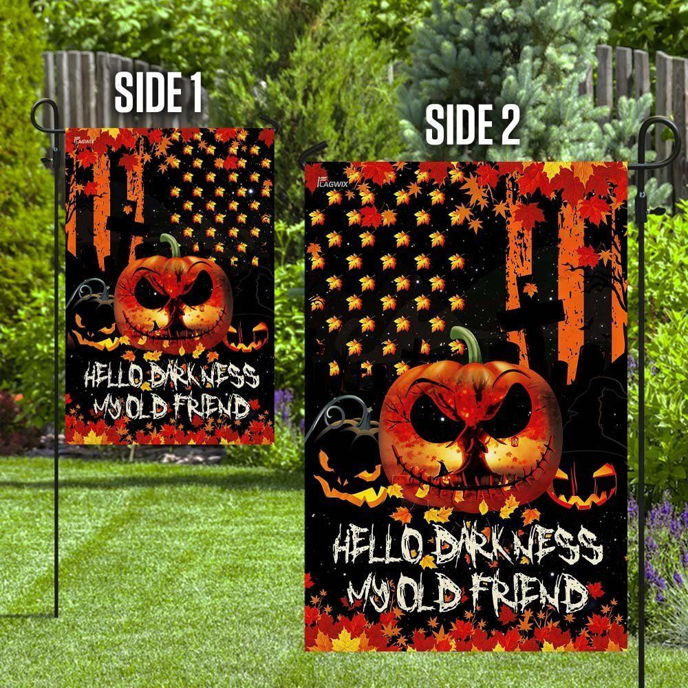 Gifury Halloween Flags Hello Darkness My Old Friend Halloween Pumpkin Black Orange Flag Halloween Garden Flag 2024