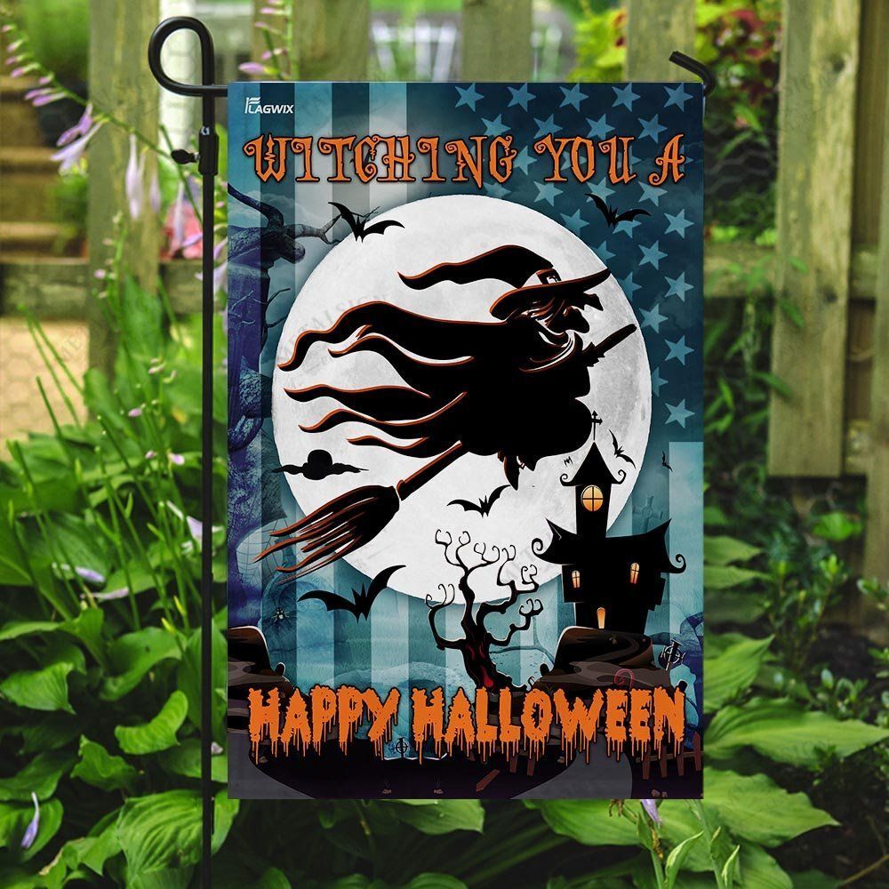 Gifury Halloween Flag Witching You A Happy Halloween Witch Blue Flags Garden Flag 2023