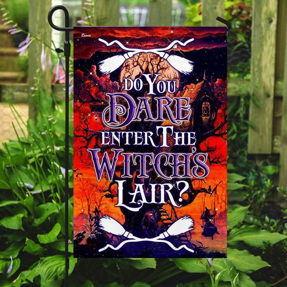 Gifury Halloween Flag Do You Dare Enter The Witch's Lair Flag Halloween Garden Flag 2023