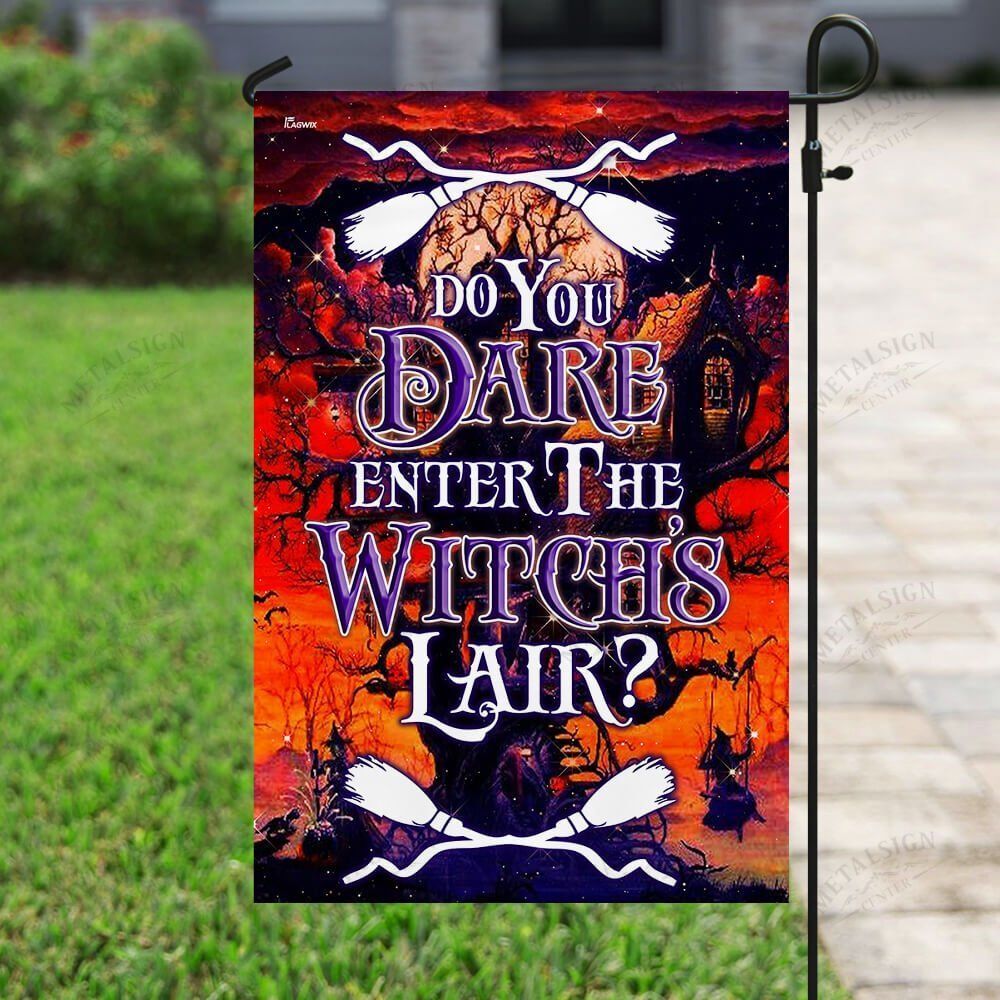 Gifury Halloween Flag Do You Dare Enter The Witch's Lair Flag Halloween Garden Flag 2022