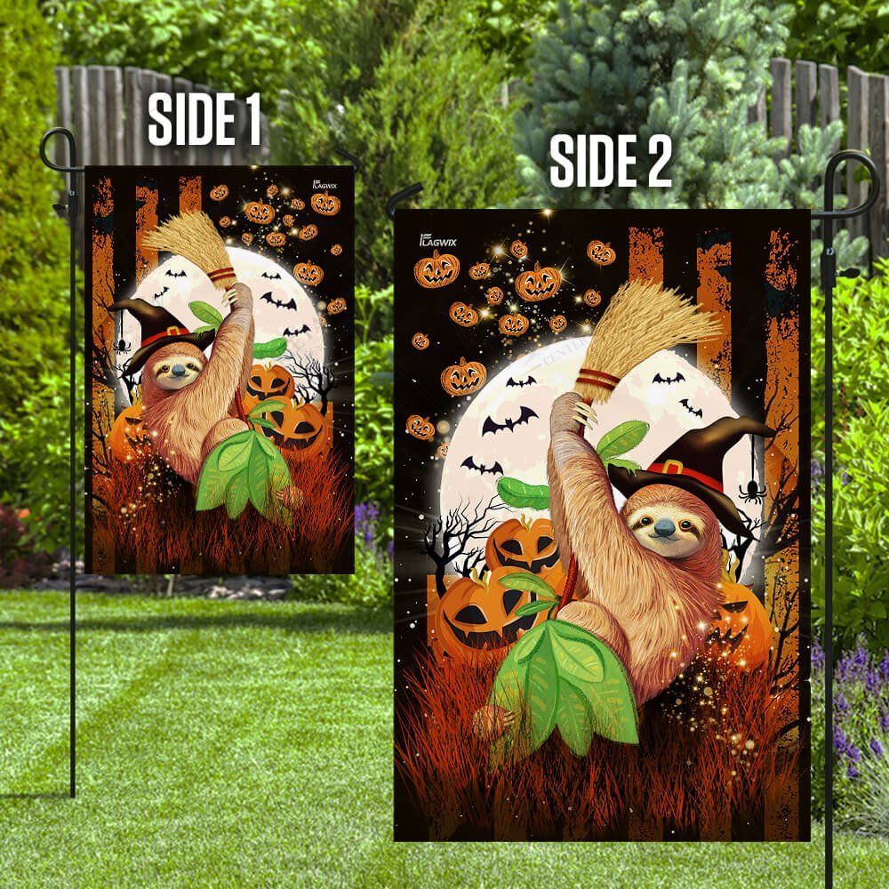 Gifury Halloween Flag Witch Sloth On Halloween Night Flag Halloween Garden Flag 2024