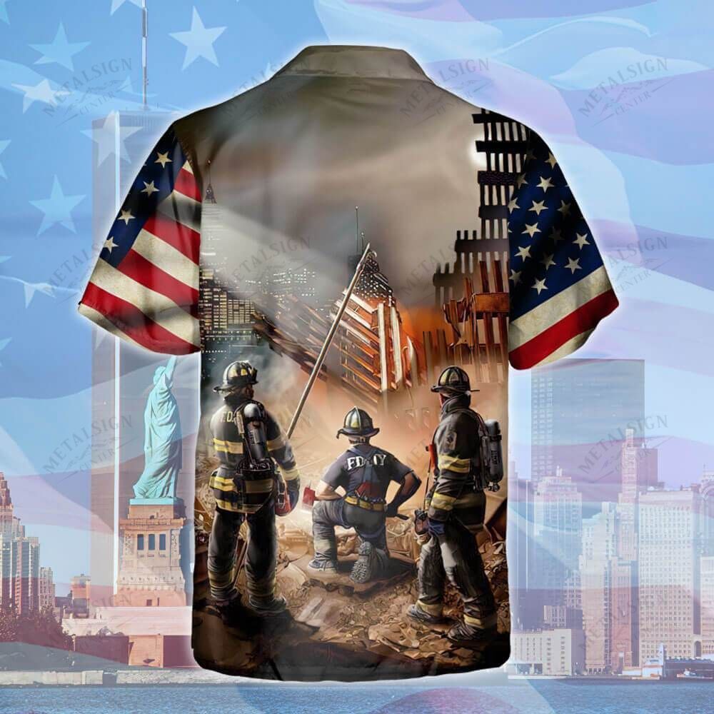 Gifury Patriot Day Hawaiian Shirt 09-11 Forever In Our Hearts Firefighters Eagle American Flag Hawaii Aloha Shirt September 11th Hawaii Shirt Patriot Day Apparel 2022