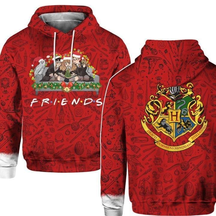 HP Hoodie HP Trio Friends Christmas HP Pattern Red Hoodie