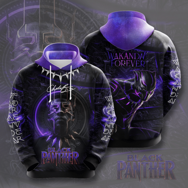 MV Hoodie Black Panther Hoodie Black Panther Long Live The King Black Hoodie