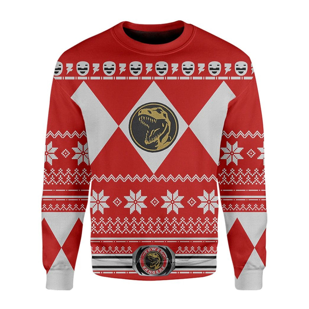 Power Rangers Ugly Sweater Mighty Morphin Red Power Rangers Sweater