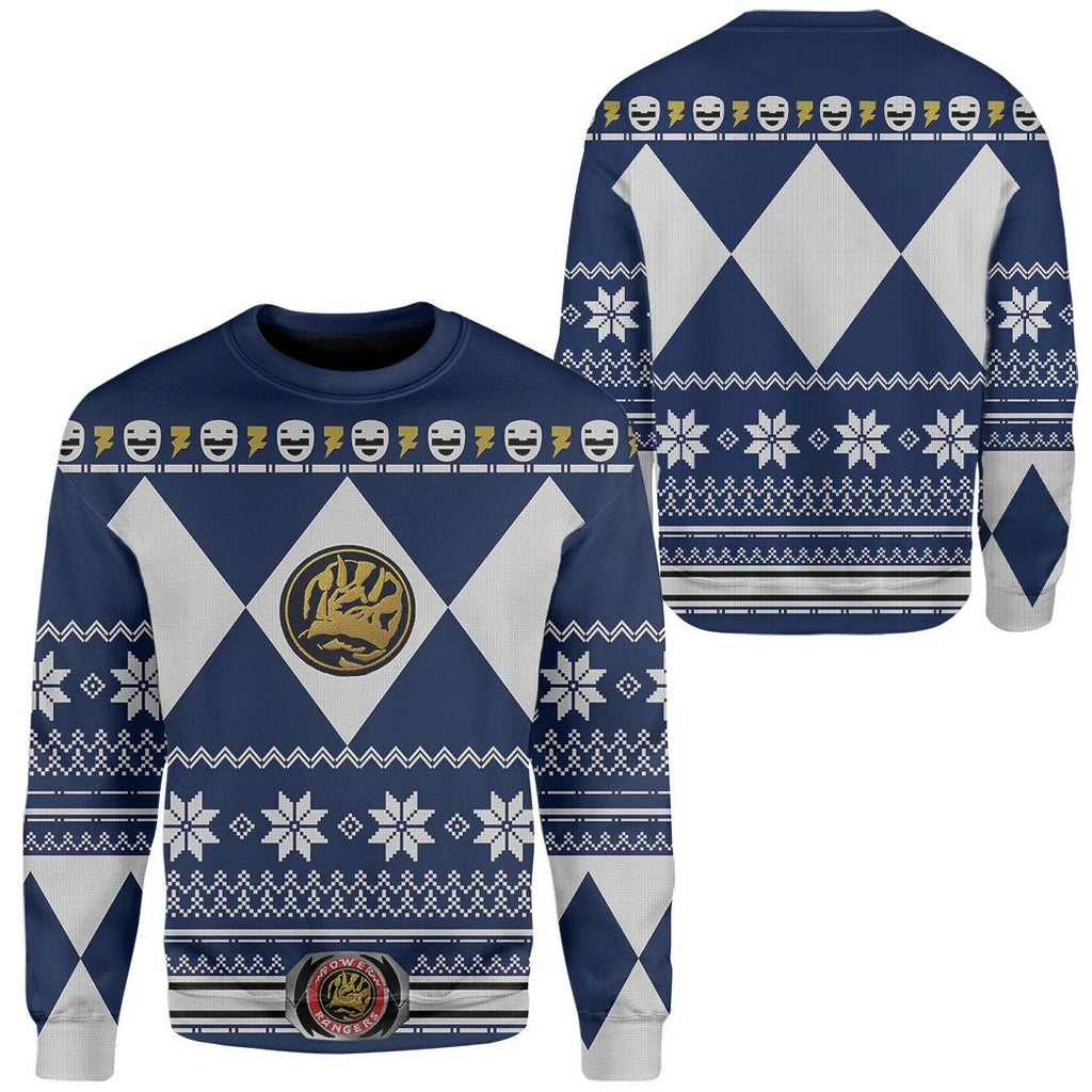 Power Rangers Ugly Sweater Mighty Morphin Blue Power Rangers Sweater