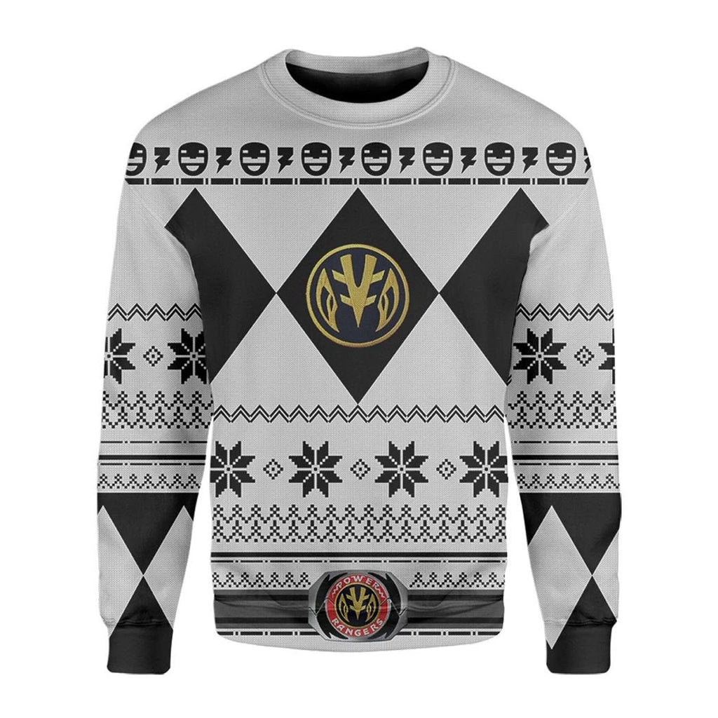 Power Rangers Ugly Sweater Mighty Morphin White Power Rangers Sweater