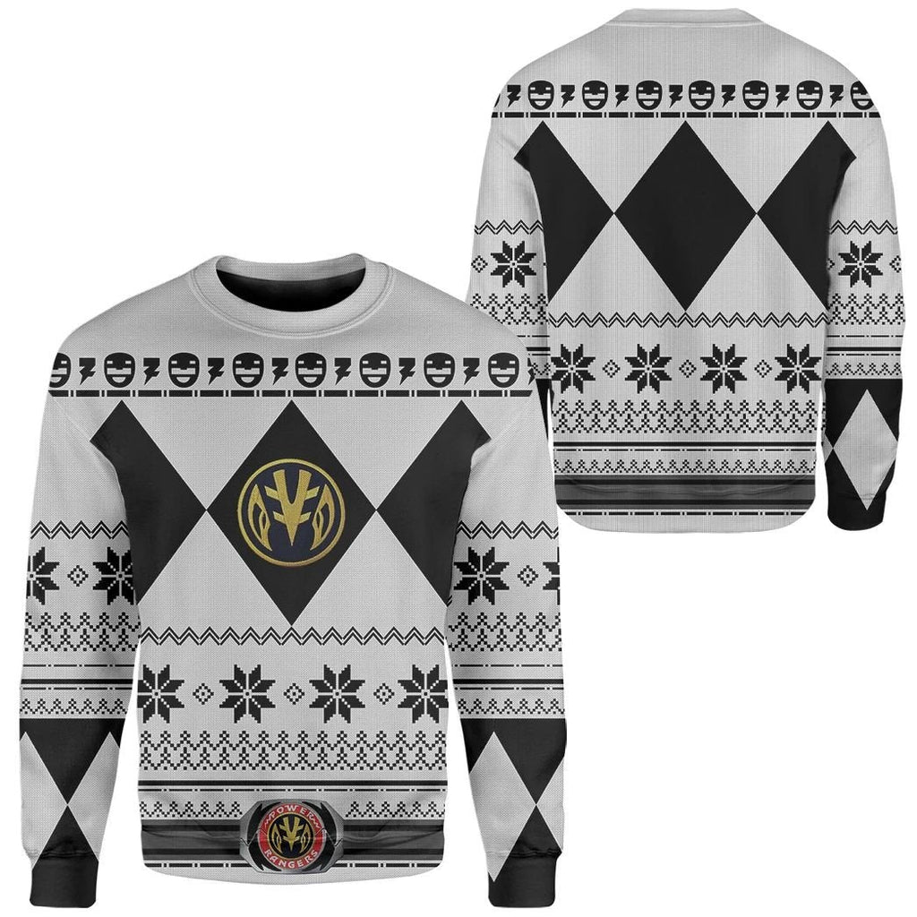Power Rangers Ugly Sweater Mighty Morphin White Power Rangers Sweater