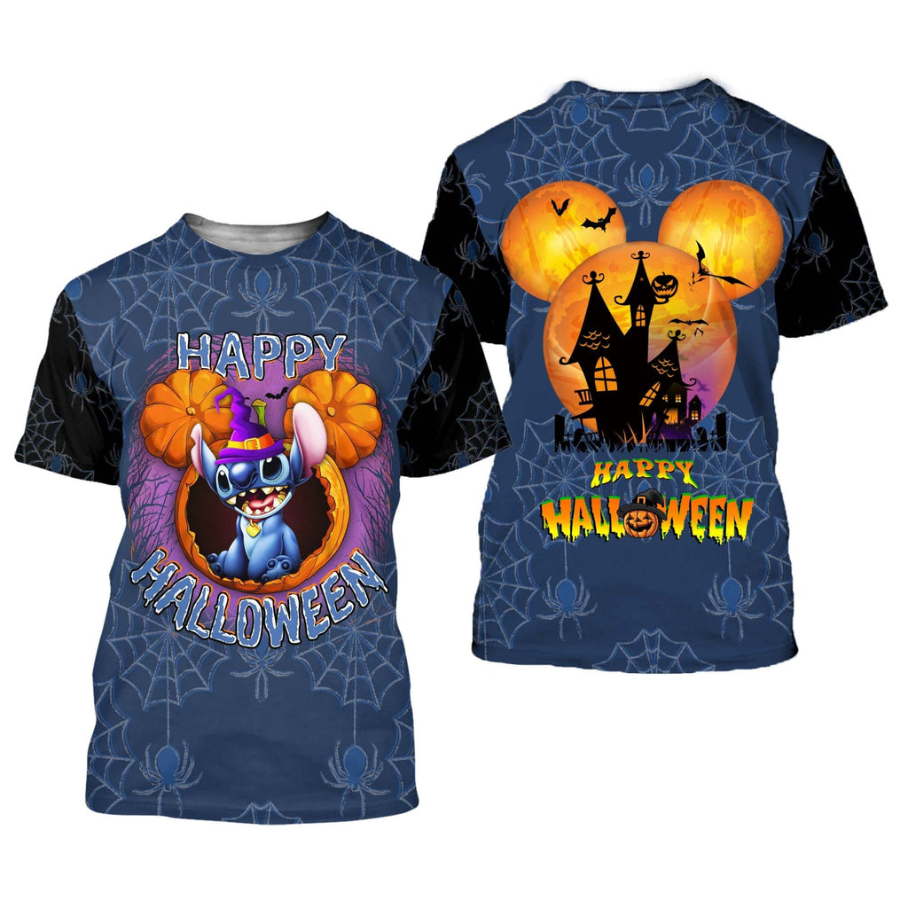  DN Halloween Shirt Stitch Shirt Stitch Happy Halloween Spooky Night Black Blue T-shirt