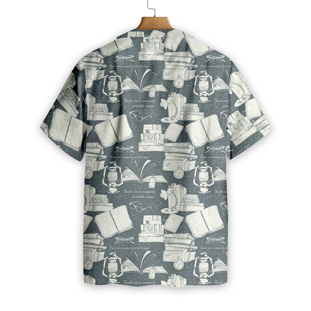 Gifury Book Hawaiian Shirt Book Lantern Pattern Grey Aloha Shirt Book Hawaii Shirt 2023