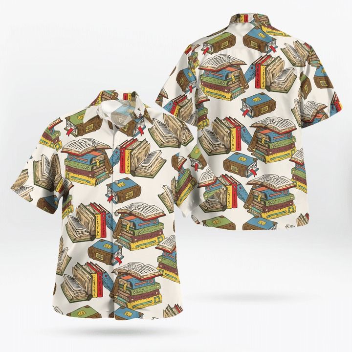 Gifury Book Hawaiian Shirt Stack Of Classic Colorful Books Aloha Shirt Book Hawaii Shirt 2022