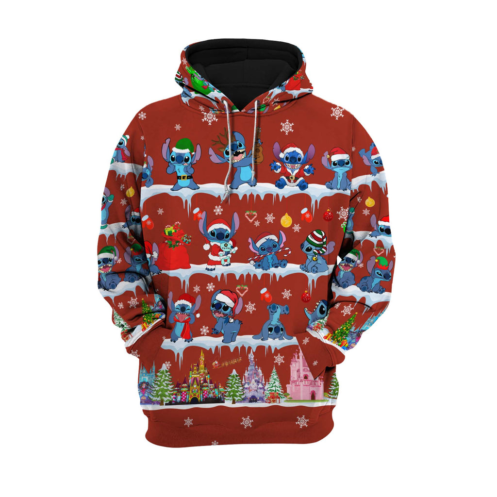  DN Christmas Hoodie Christmas Stitch Poses Pattern Hoodie