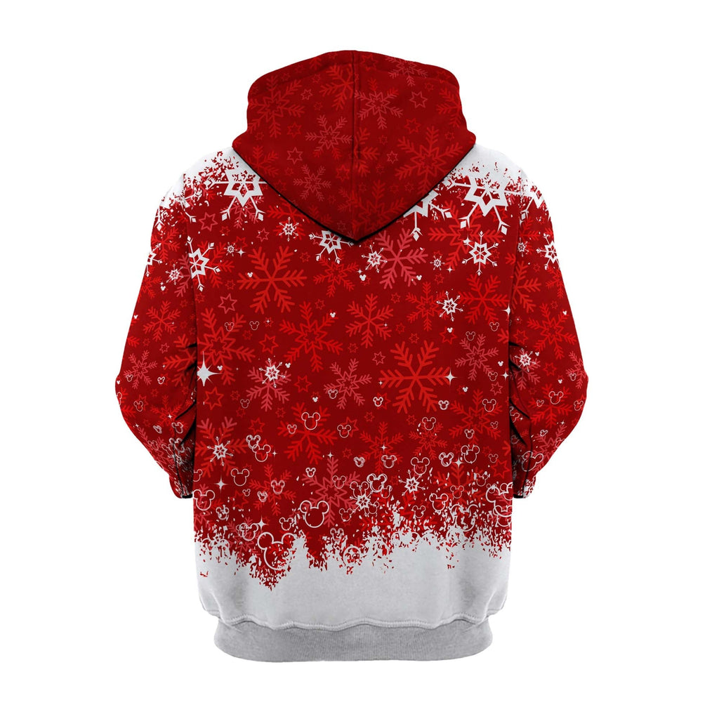  DN Christmas Hoodie MK And MN Mouse Snow Red And White Hoodie