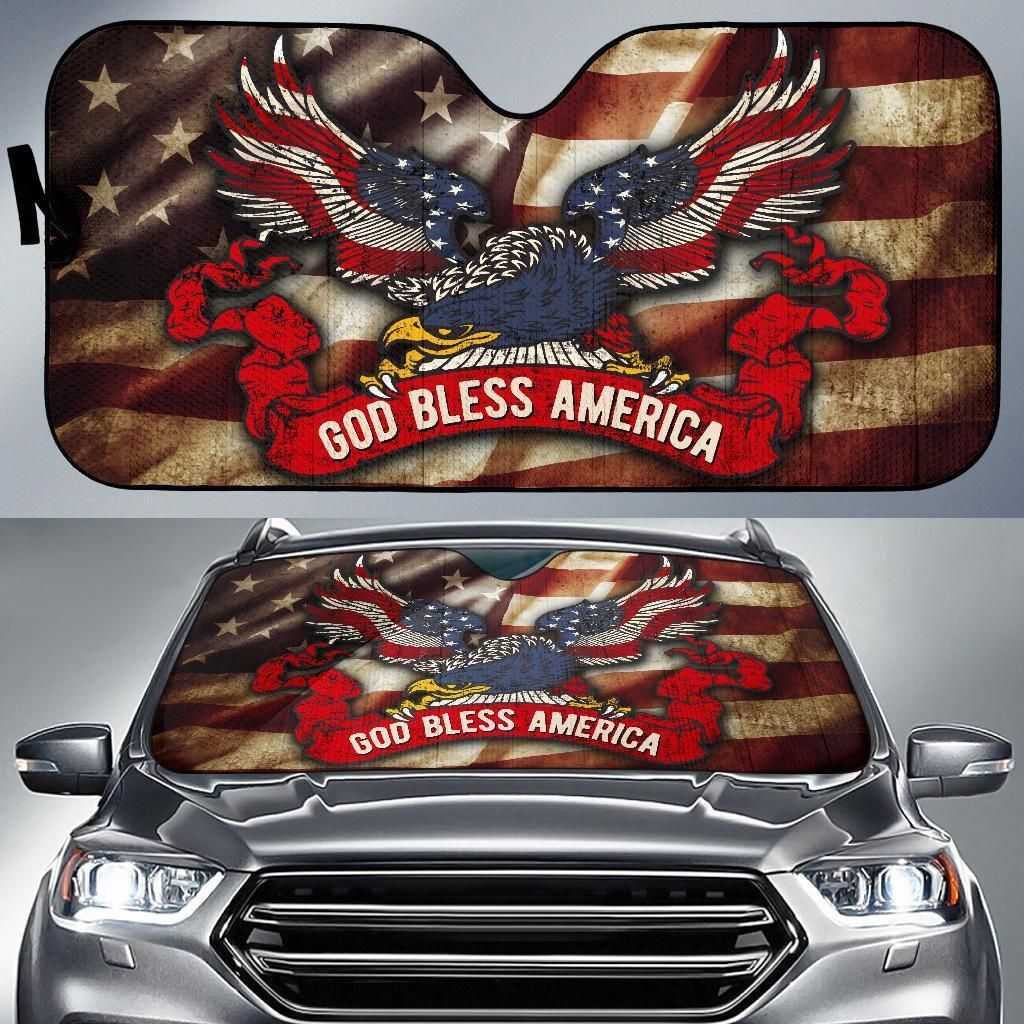 Veteran Car Sun Shade Veteran God Bless American Eagle Windshield Sun Shade