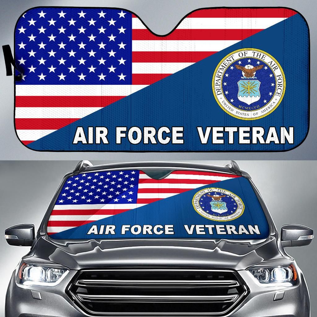 Veteran Car Sun Shade Air Force Veteran American Flag Blue Windshield Sun Shade