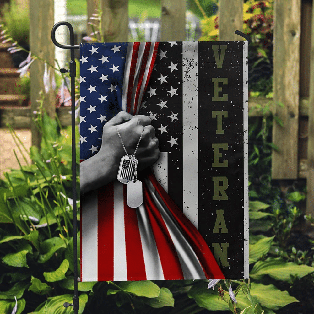 Veteran House Flag Veteran Dog Tag American Flag Garden Flag