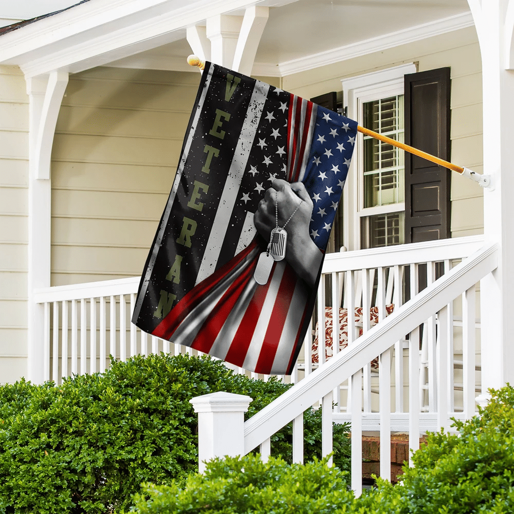 Veteran House Flag Veteran Dog Tag American Flag Garden Flag