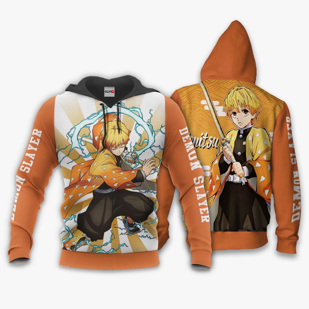  Demon Slayer Hoodie Zenitsu Agatsuma Orange Hoodie