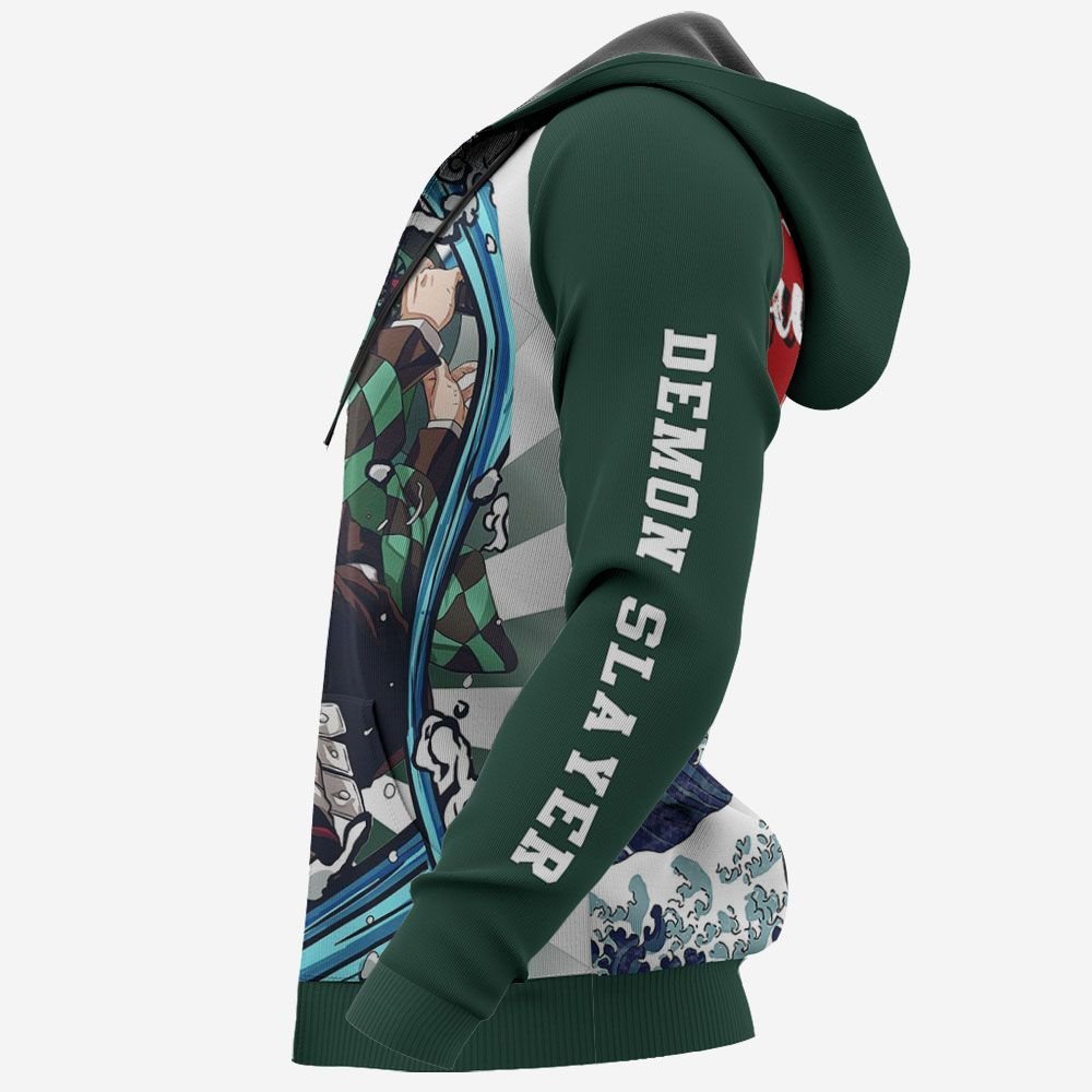  Demon Slayer Hoodie Tanjirou Kamado Water Breathing Green Hoodie